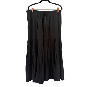 Earthbound Trading Co Flare Palazzo Pants Womens XXL Black Tiered Ruffle Boho